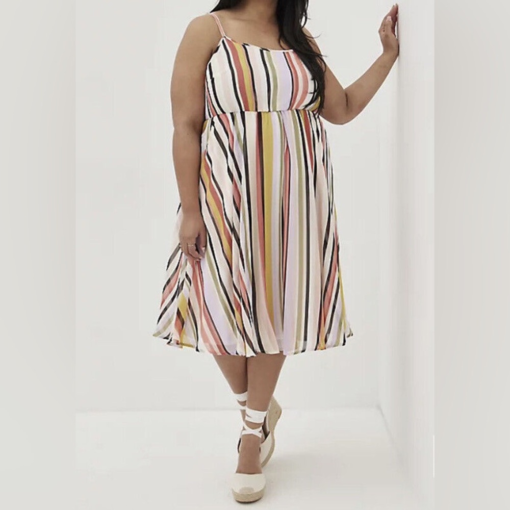 Torrid - Chiffon Midi Dress Pleated Multicolor
Striped Size 3 - Picture 1 of 6